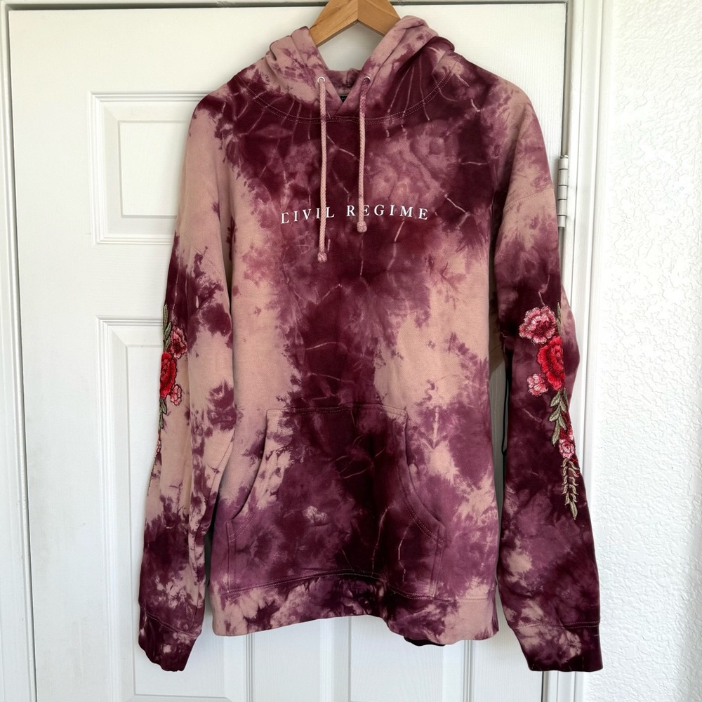 Civil Regime Women's NEW Tie-Dye Hoodie - Purple and Cream